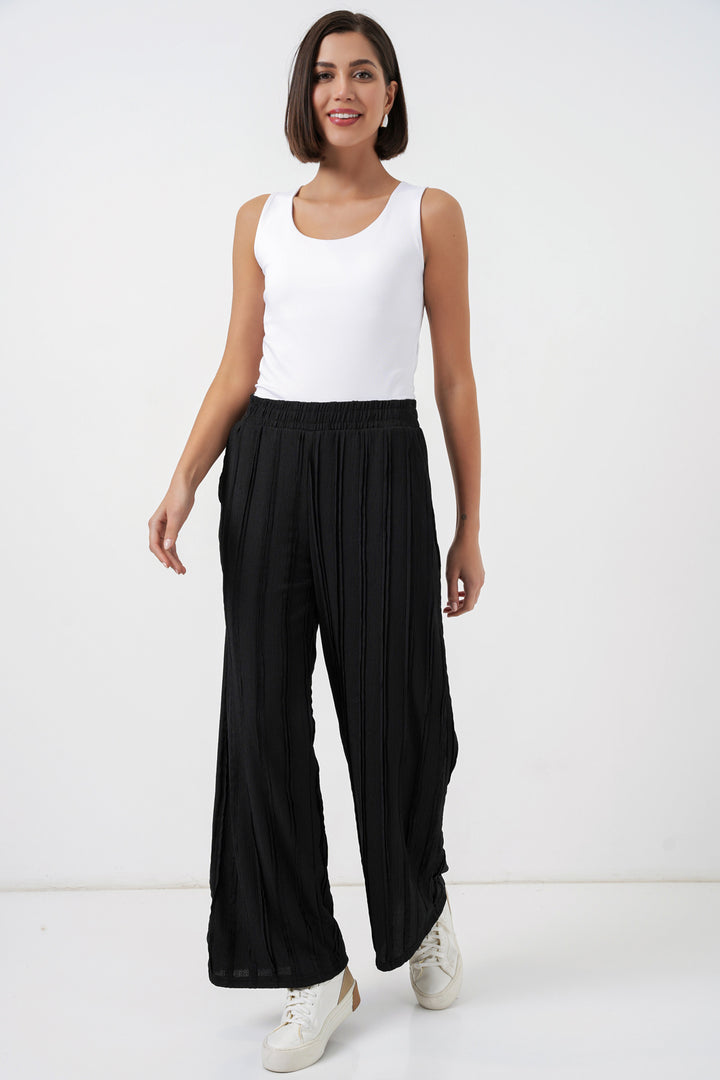 BGD Women Kadın Dokulu Esnek Örme Pantolon 30077 - Siyah - Buffalo