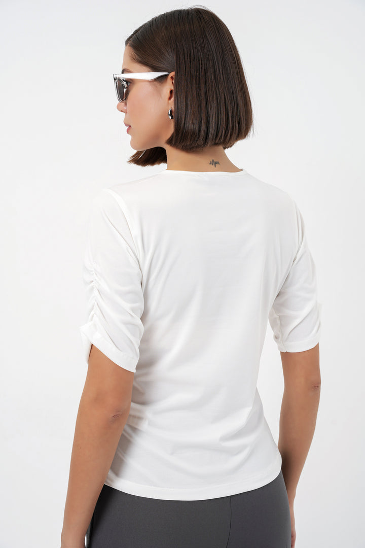 BGD Women Kadın Düğme Detaylı Sandy Bluz 992 - Beyaz - North Highlands