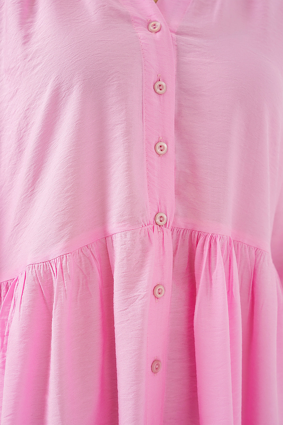 BGD Women Women's Buttoned Short Sleeve Dress 2559 - Pink - Oakton