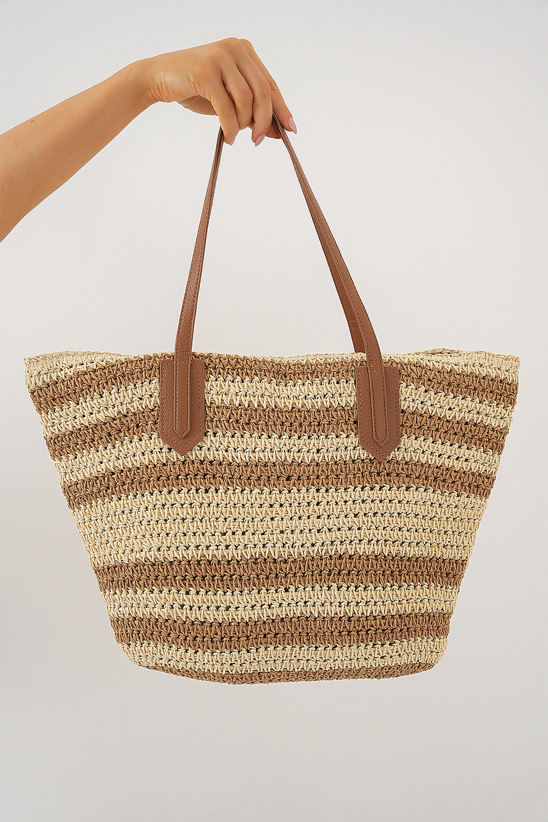 BGD Women Woman Zippered Straw Bag 010189 - Beige - Vlissingen