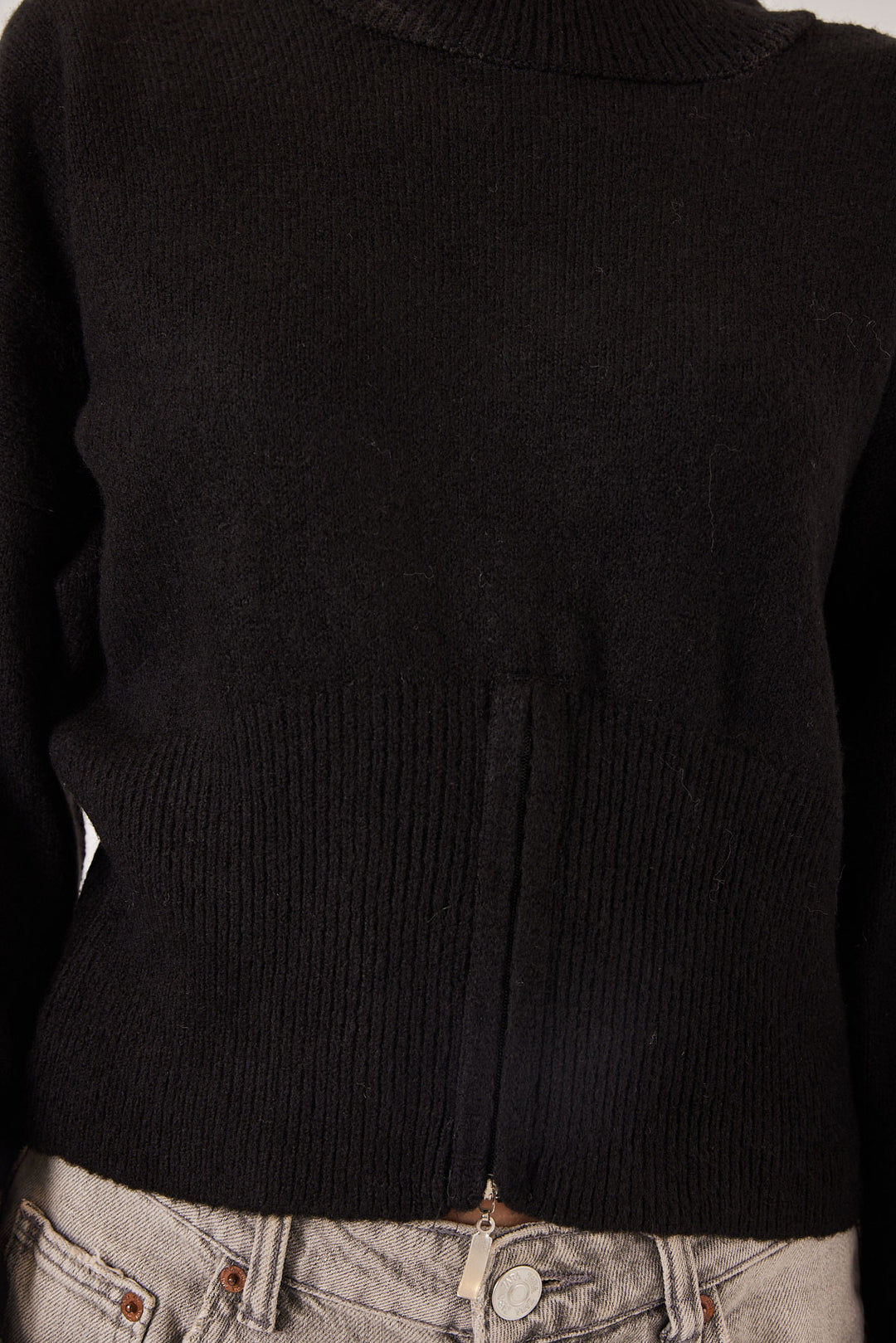 BGD Women Women's Zippered Knit Sweater 15937 - Black - Hutchinson