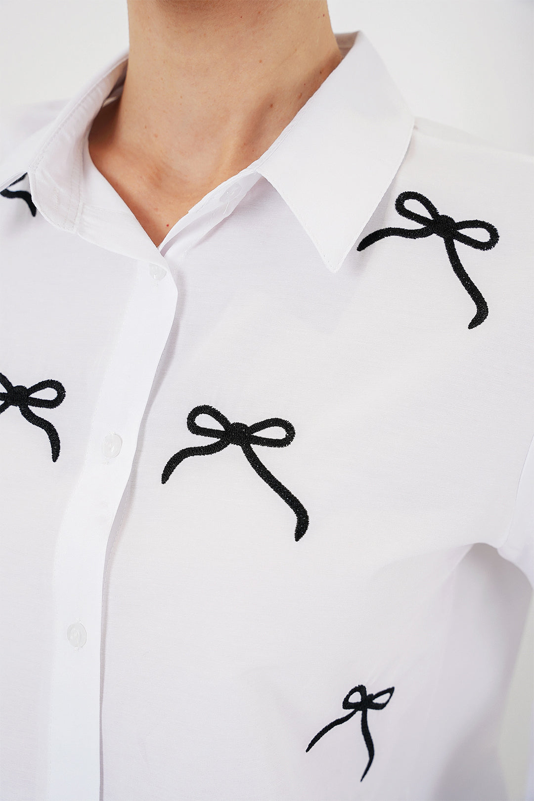 BGD Women Women's Bow Detail Shirt 20311 - White - Sutton Coldfield