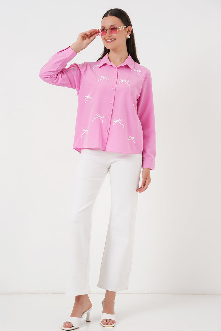 BGD Women Women's Bow Detail Shirt 20311 - Pink - Nezahualcóyotl