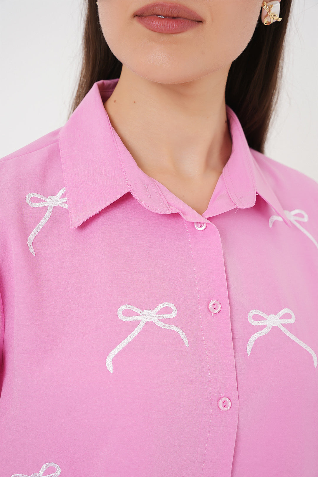 BGD Women Women's Bow Detail Shirt 20311 - Pink - Nezahualcóyotl