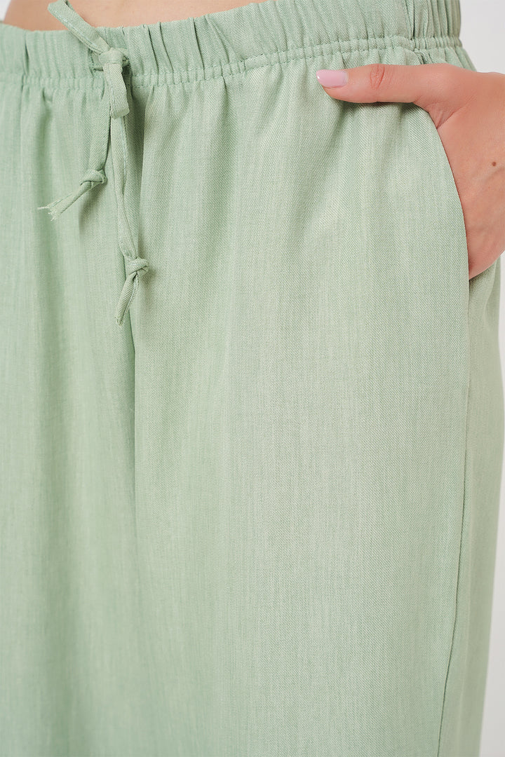 BGD Women Women's Wide Leg Linen Trousers 6735 - Olive Green - Kitchener