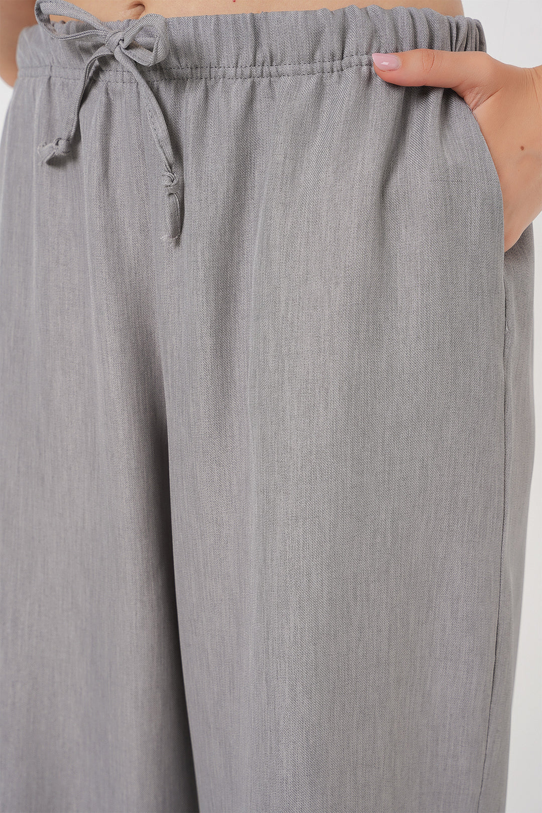 BGD Women Women's Wide Leg Linen Trousers 6735 - Grey - Monterotondo