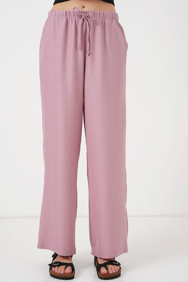 BGD Women Women's Wide Leg Linen Trousers 6735 - Rose Pink - Frankfurt (Oder)