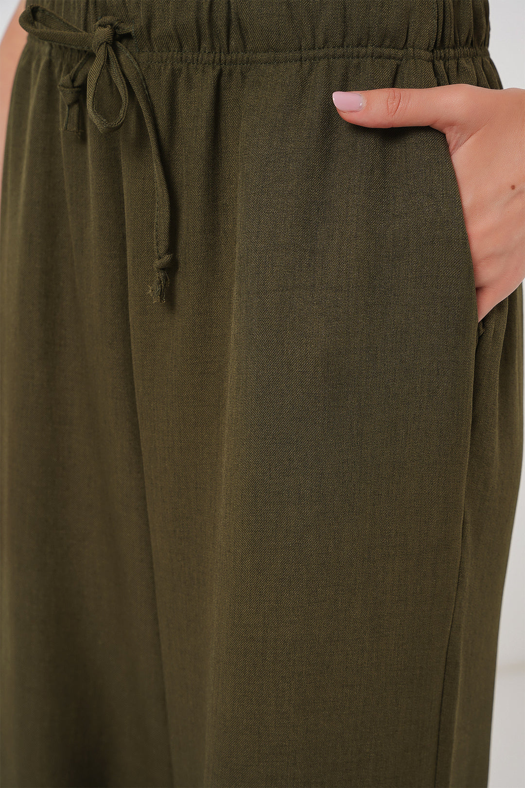 BGD Women Women's Wide Leg Linen Trousers 6735 - Khaki - Davie