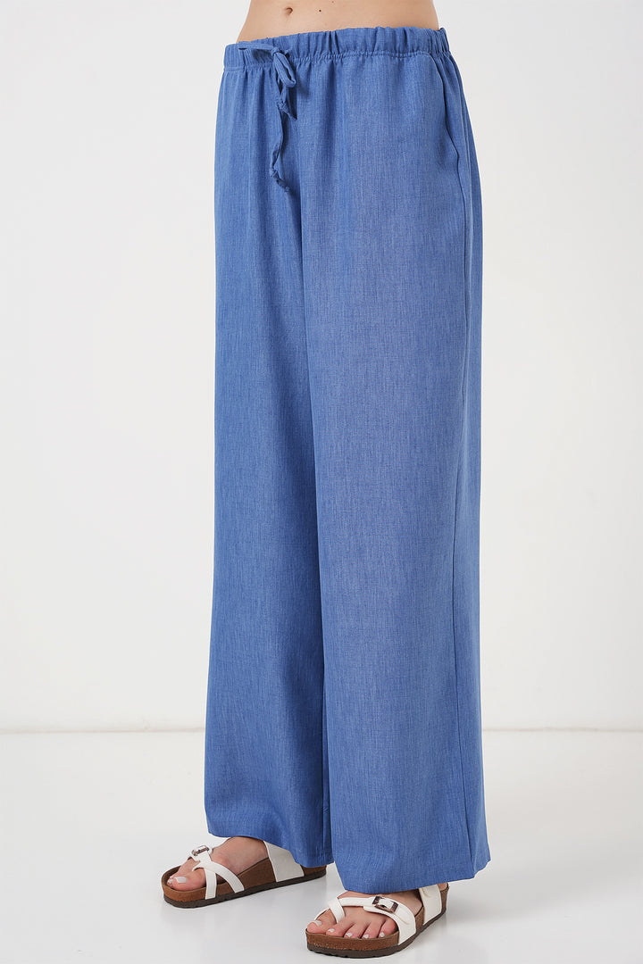 BGD Women Women's Wide Leg Linen Trousers 6735 - Indigo - Brunswick