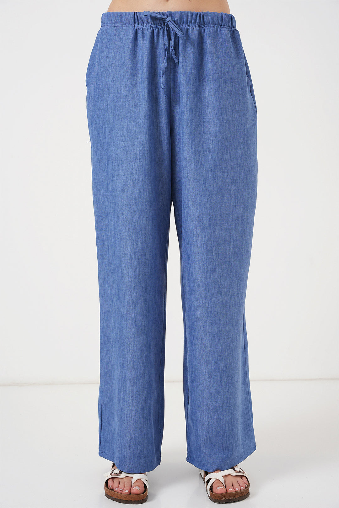 BGD Women Women's Wide Leg Linen Trousers 6735 - Indigo - Brunswick