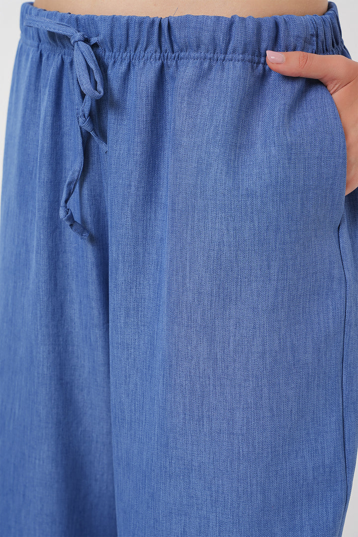 BGD Women Women's Wide Leg Linen Trousers 6735 - Indigo - Brunswick