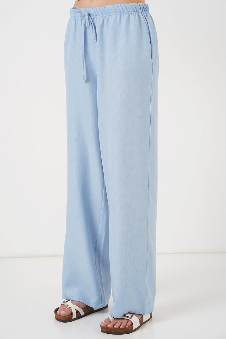 BGD Women Women's Wide Leg Linen Trousers 6735 - Blue - Sorel-Tracy