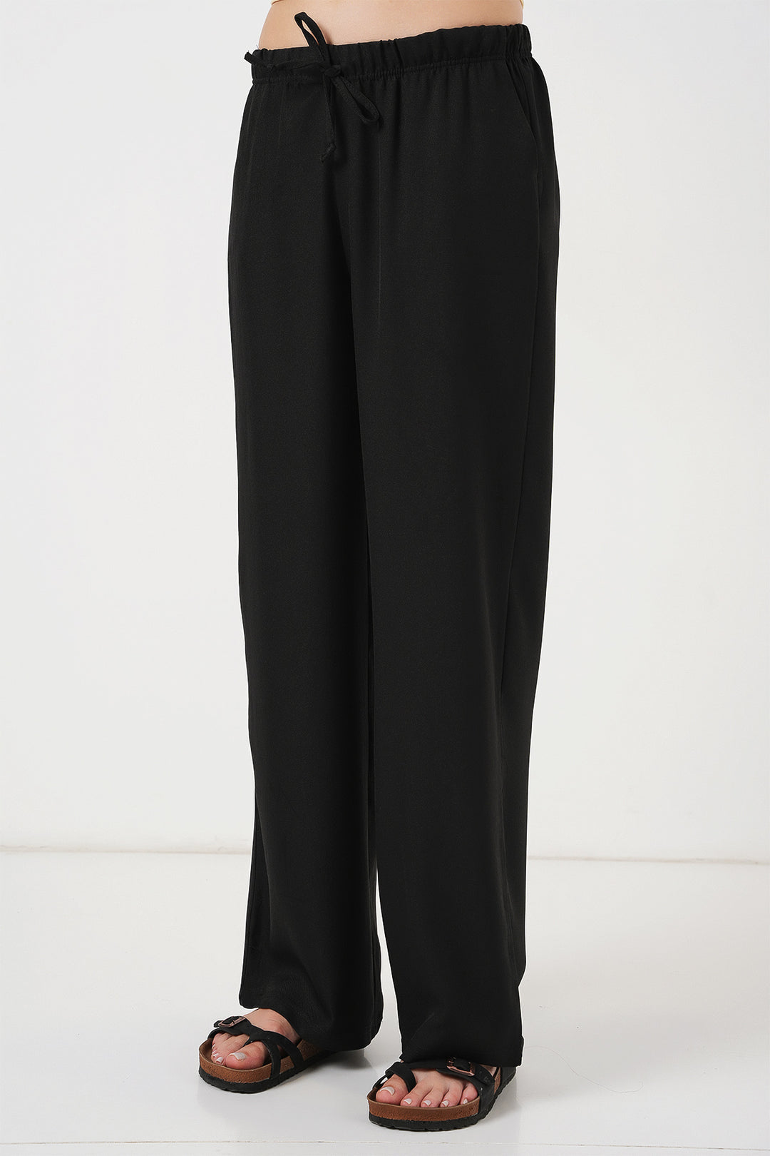 BGD Women Women's Wide Leg Linen Trousers 6735 - Black - Rio Rancho