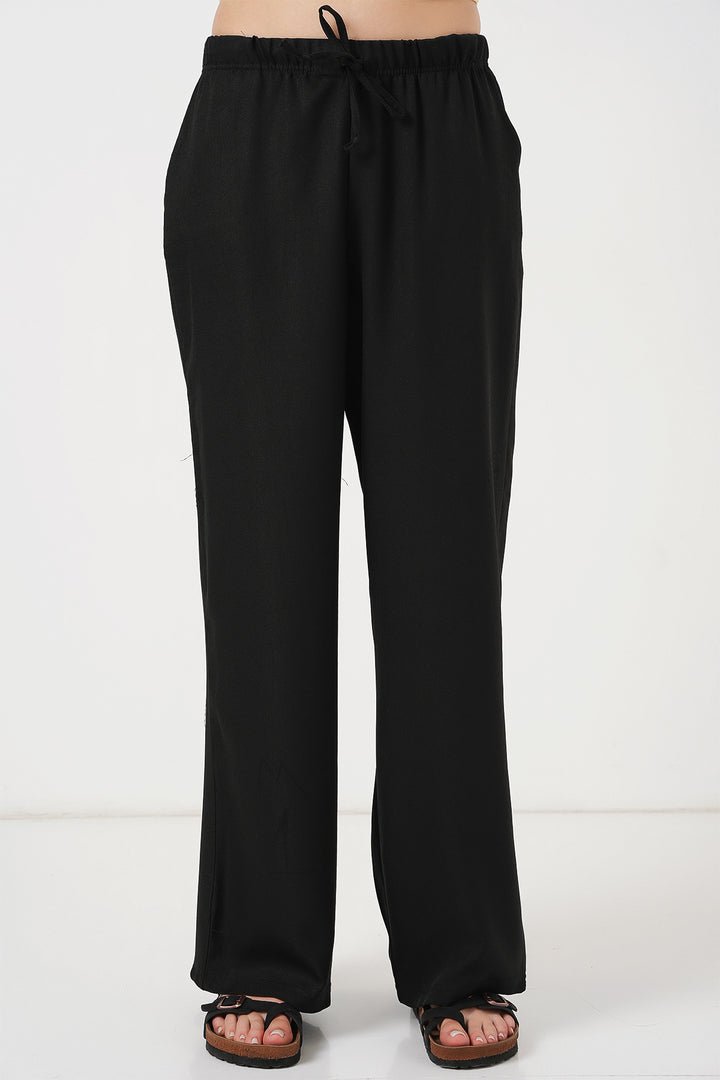 BGD Women Women's Wide Leg Linen Trousers 6735 - Black - Rio Rancho