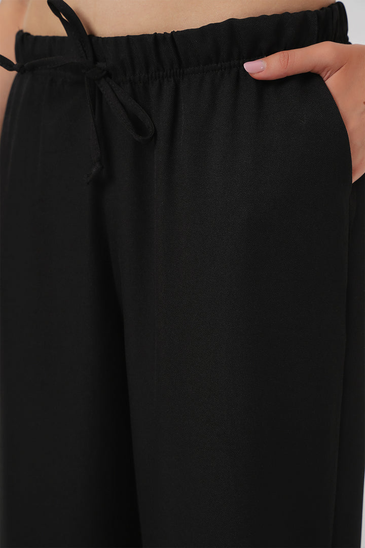BGD Women Women's Wide Leg Linen Trousers 6735 - Black - Rio Rancho