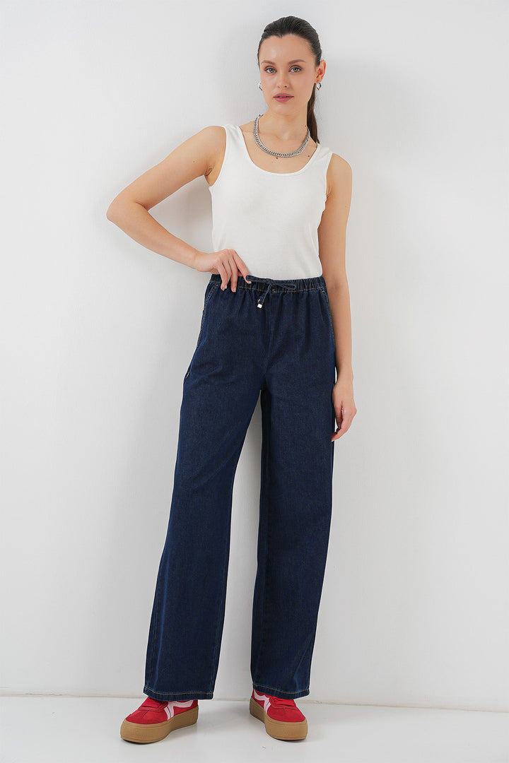 BGD Women Women's Wide Leg Jeans 6706 - Navy Blue - Jackson