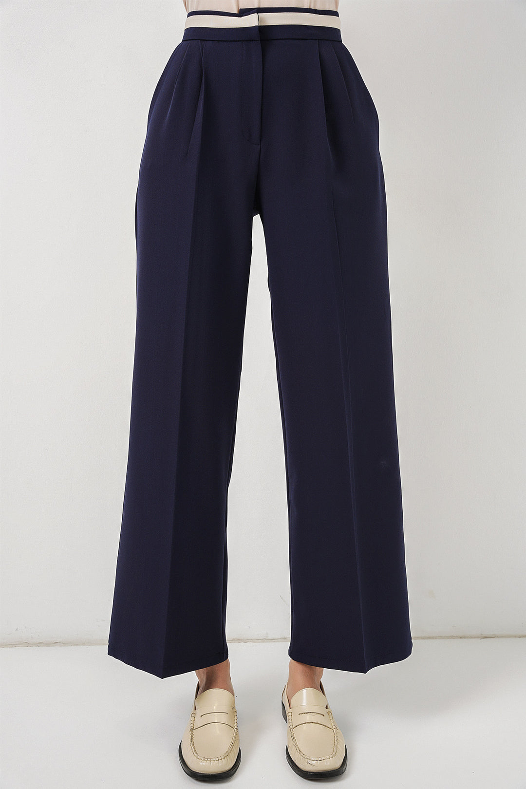 BGD Women Kadın Geniş Paça Kumaş Pantolon 30088 - Lacivert - South Lyon