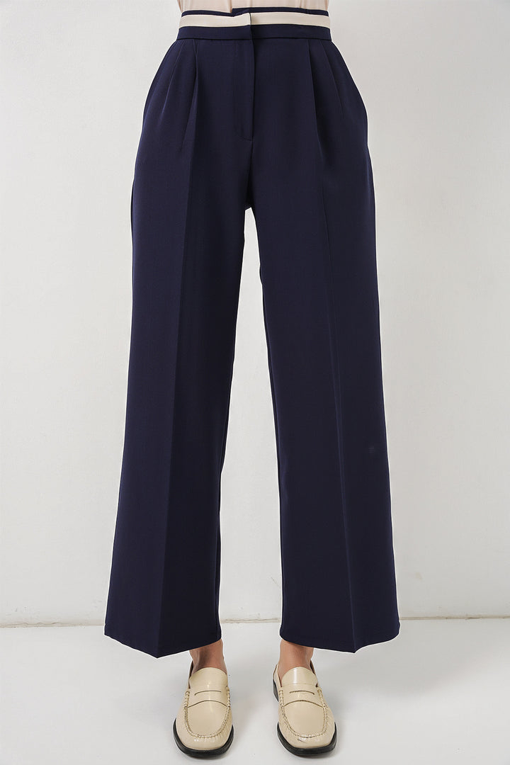 BGD Women Kadın Geniş Paça Kumaş Pantolon 30088 - Lacivert - South Lyon
