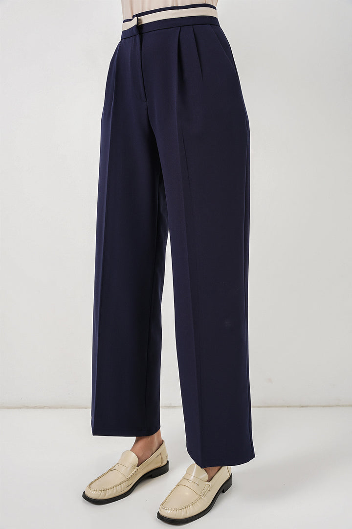 BGD Women Kadın Geniş Paça Kumaş Pantolon 30088 - Lacivert - South Lyon