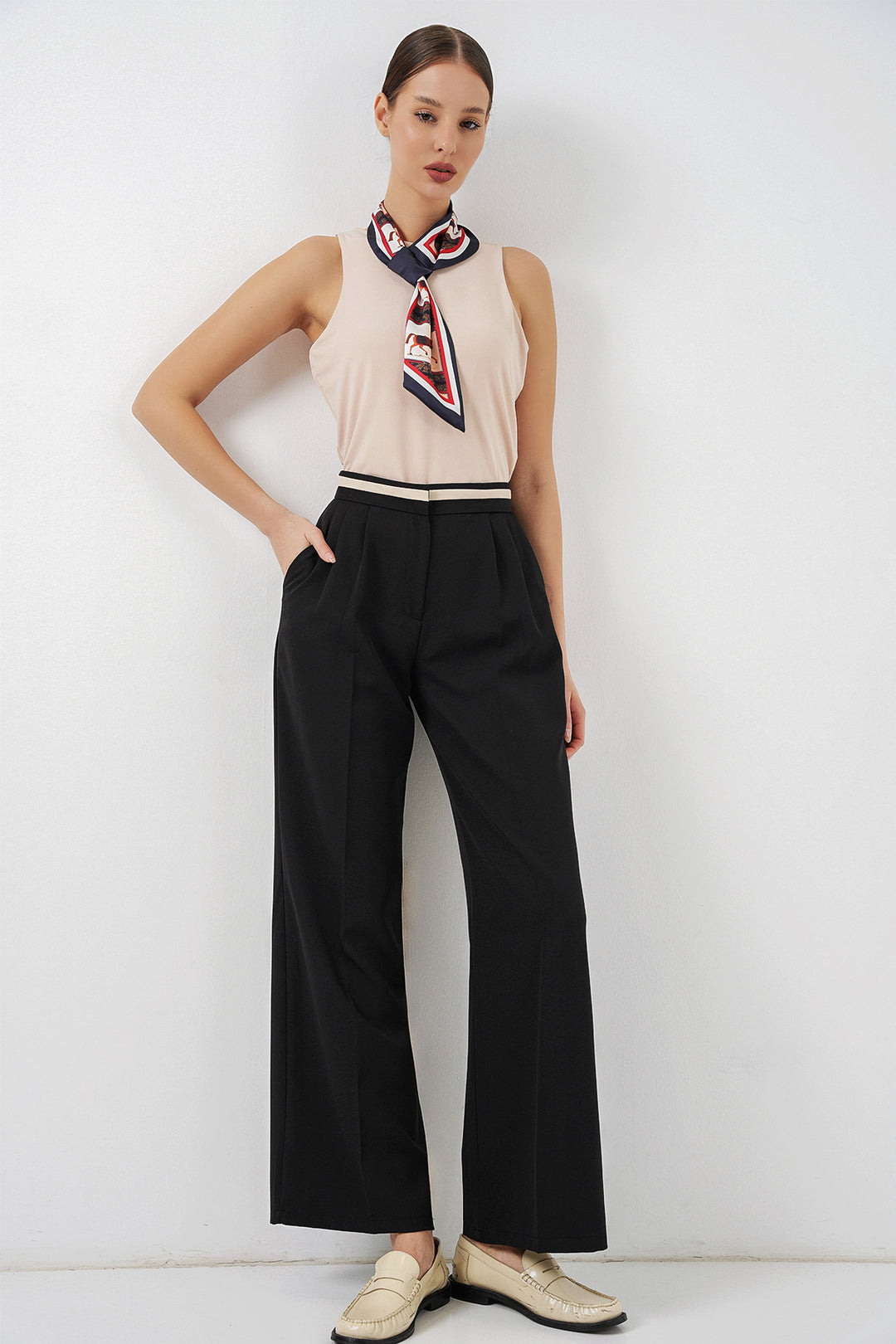 BGD Women Kadın Geniş Paça Kumaş Pantolon 30088 - Siyah - Slobozia