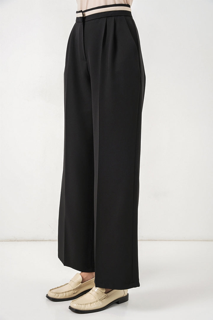 BGD Women Kadın Geniş Paça Kumaş Pantolon 30088 - Siyah - Slobozia