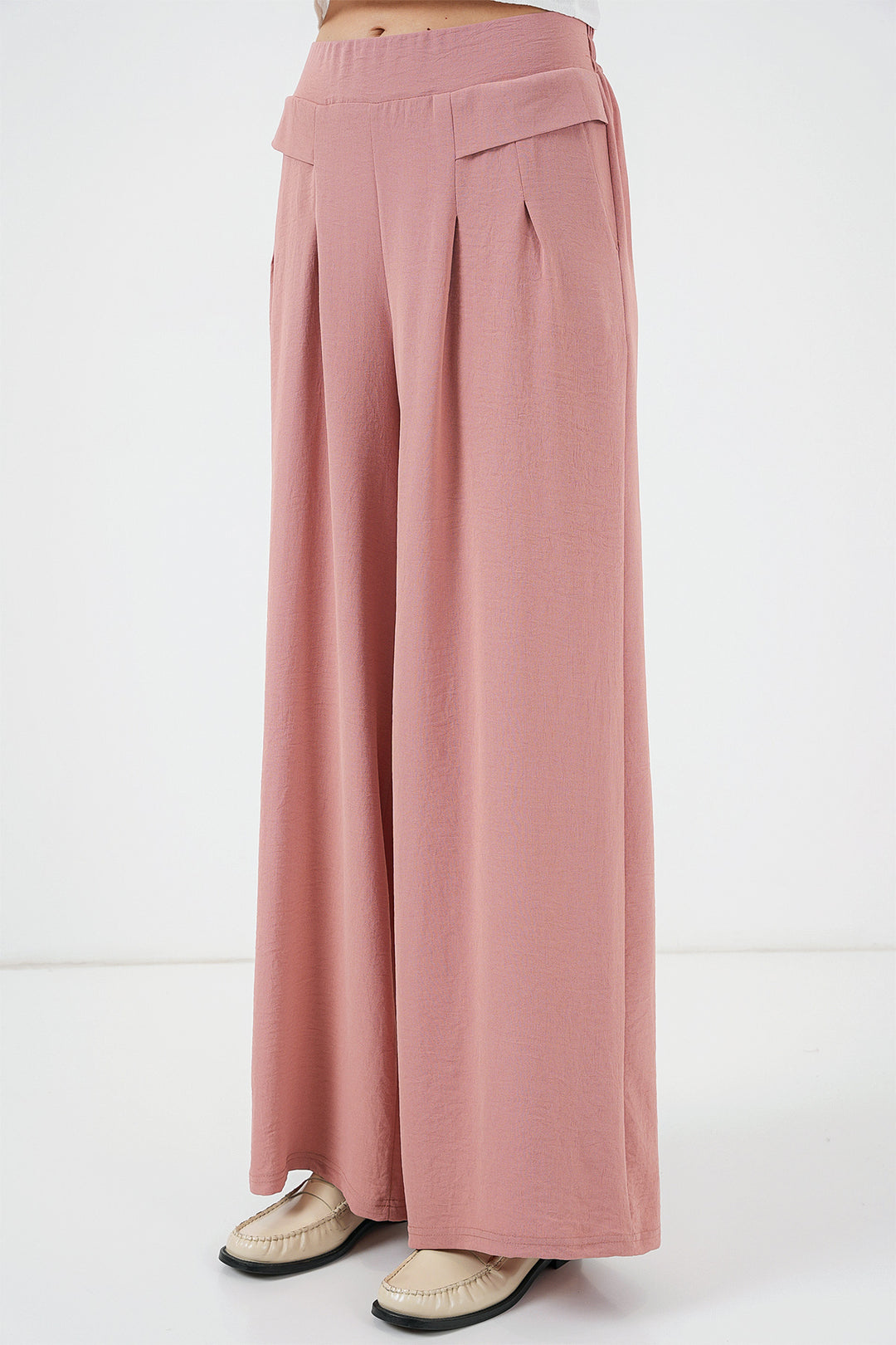 BGD Women Women's Wide Leg Pleated Pants 6718 - Rose Pink - Winterthur