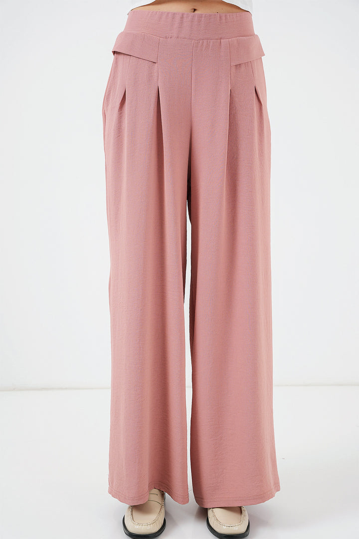 BGD Women Women's Wide Leg Pleated Pants 6718 - Rose Pink - Winterthur