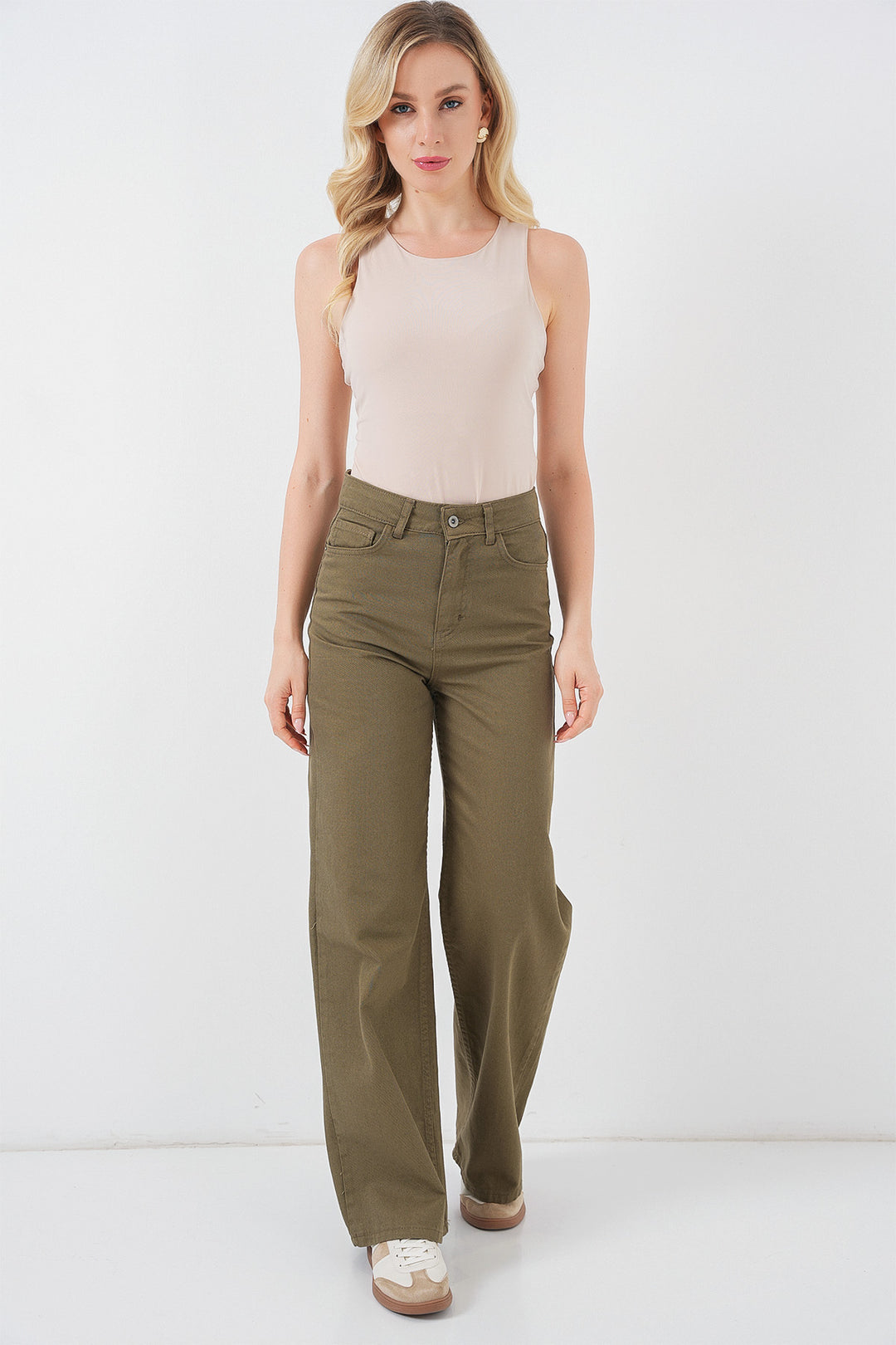 BGD Women Women's Halter Neck Snap Bodysuit 972 - Beige - Havant
