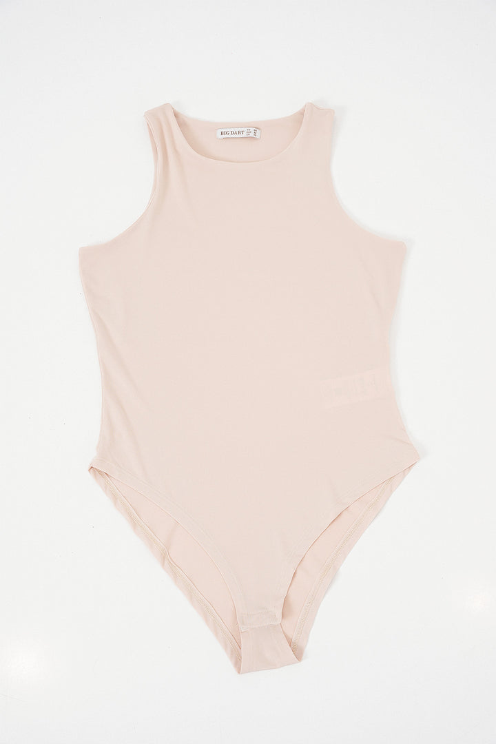 BGD Women Women's Halter Neck Snap Bodysuit 972 - Beige - Havant