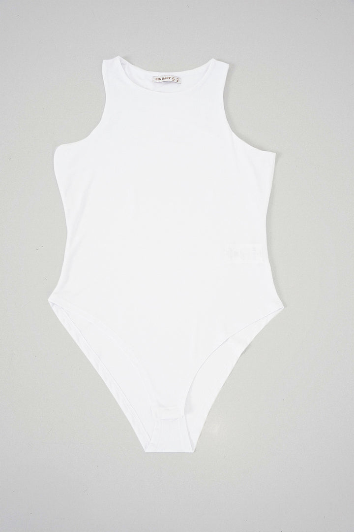 BGD Women Women's Halter Neck Snap Bodysuit 972 - White - Loughborough