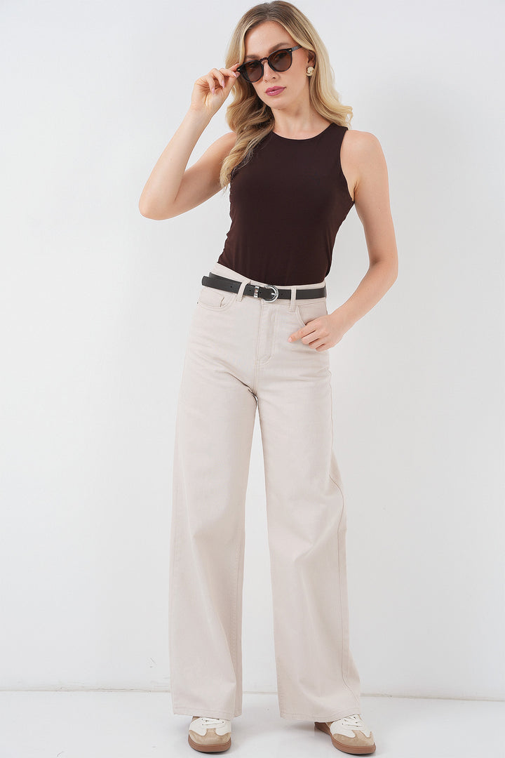 BGD Women Women's Halter Neck Snap Bodysuit 972 - Brown - Waterloo