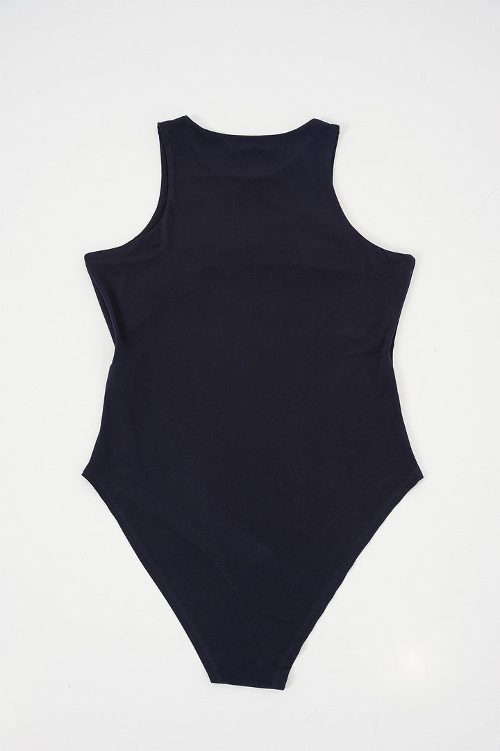 BGD Women Women's Halter Neck Snap Bodysuit 972 - Navy Blue - Roquetas de Mar