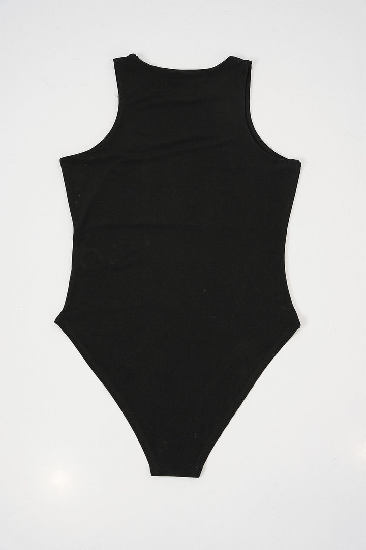 BGD Women Women's Halter Neck Snap Bodysuit 972 - Black - Nezahualcóyotl