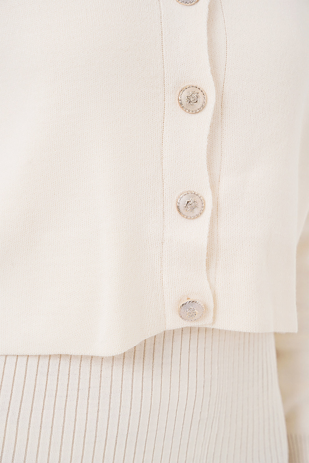 BGD Women Woman Cardigan Dress Knitwear Set 15960 - Ecru - Vilvoorde