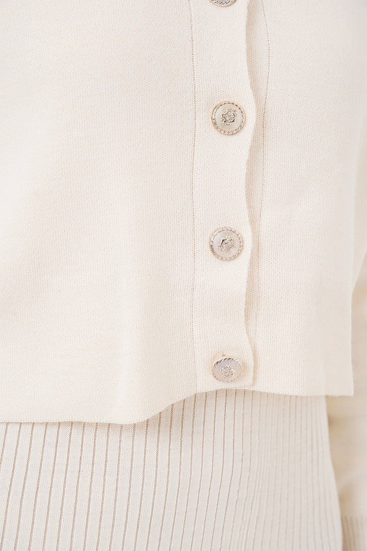 BGD Women Woman Cardigan Dress Knitwear Set 15960 - Ecru - Vilvoorde