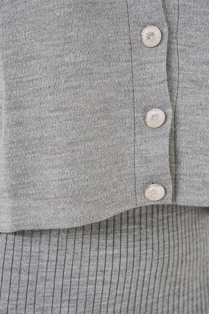 BGD Women Woman Cardigan Dress Knitwear Set 15960 - Grey - Montclair
