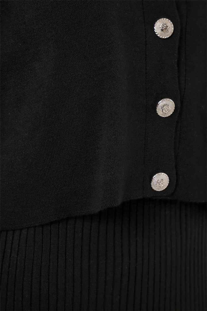 BGD Women Woman Cardigan Dress Knitwear Set 15960 - Black - Fresno