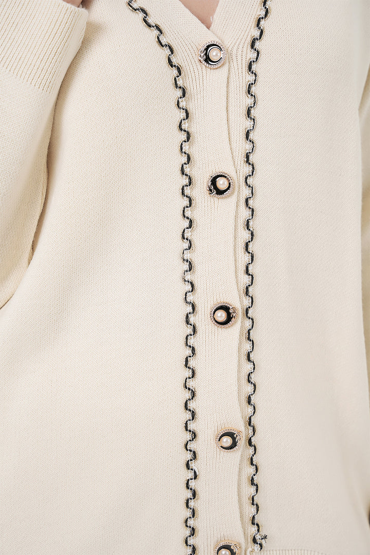 BGD Women Women's Cardigan Pants Knitwear Set 15956 - Ecru - Odivelas