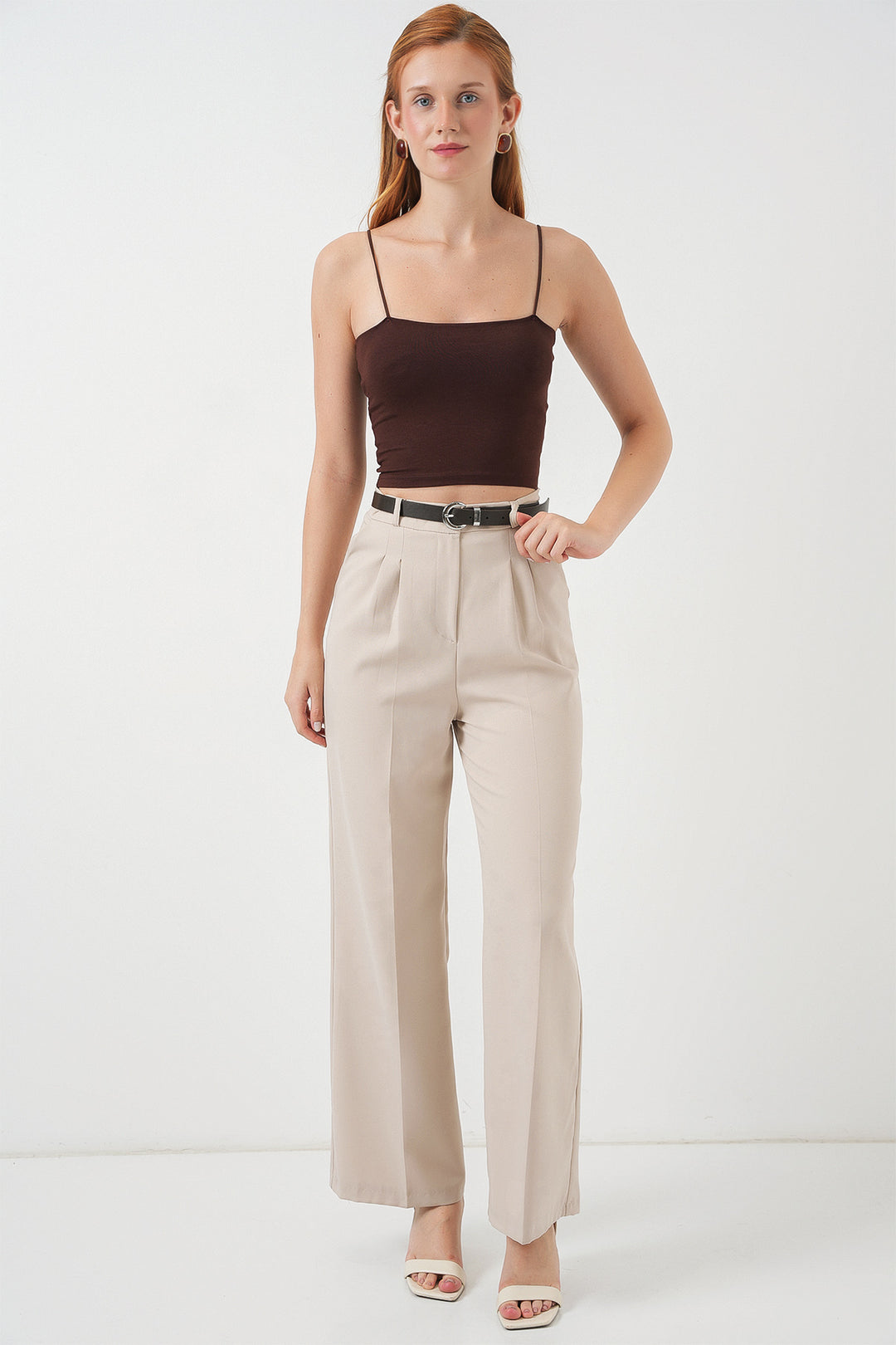 BGD Women Kadın İp Askılı Basic Crop Büstiyer 973 - Kahverengi - Legnano