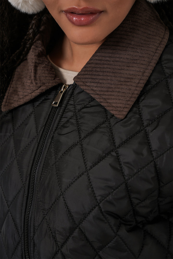 BGD Women Kadın Siyah Kahve Kapitone Oversize Mont 5229 - Luton