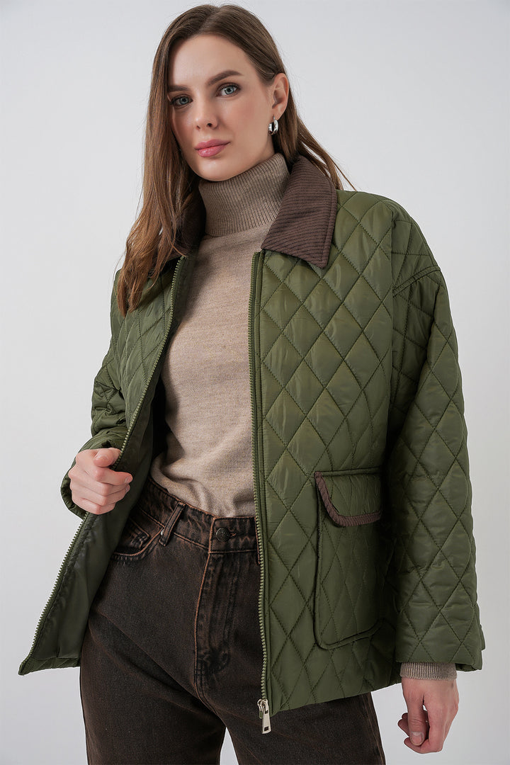 BGD Women Women's Quilted Oversized Coat 5229 - Khaki - Oakville
