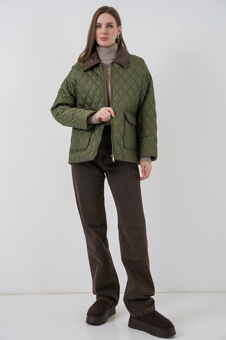 BGD Women Women's Quilted Oversized Coat 5229 - Khaki - Oakville