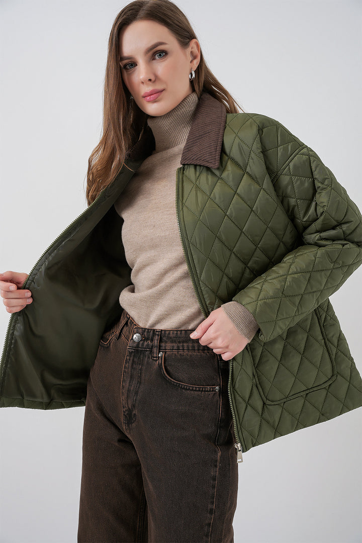 BGD Women Women's Quilted Oversized Coat 5229 - Khaki - Oakville