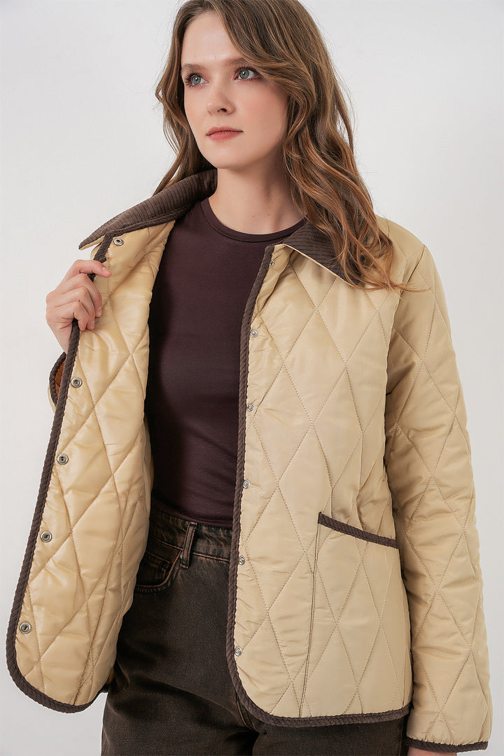 BGD Women Women's Quilted Oversize Coat 5226 - Beige - Progreso