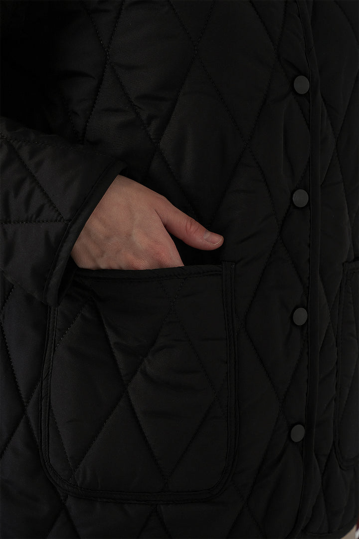 BGD Women Women's Quilted Oversize Coat 5226 - Dark Black - Grimbergen