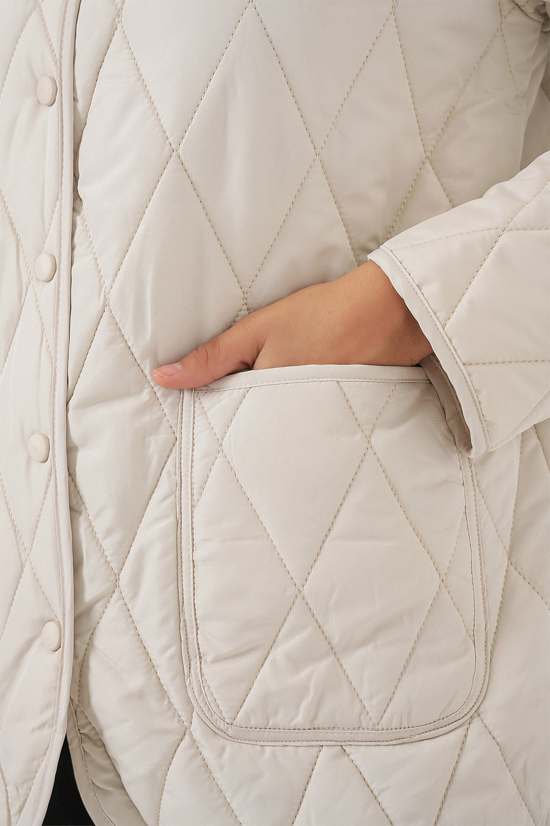 BGD Women Kadın Kapitone Oversize Mont 5226 - Ekru - Acámbaro