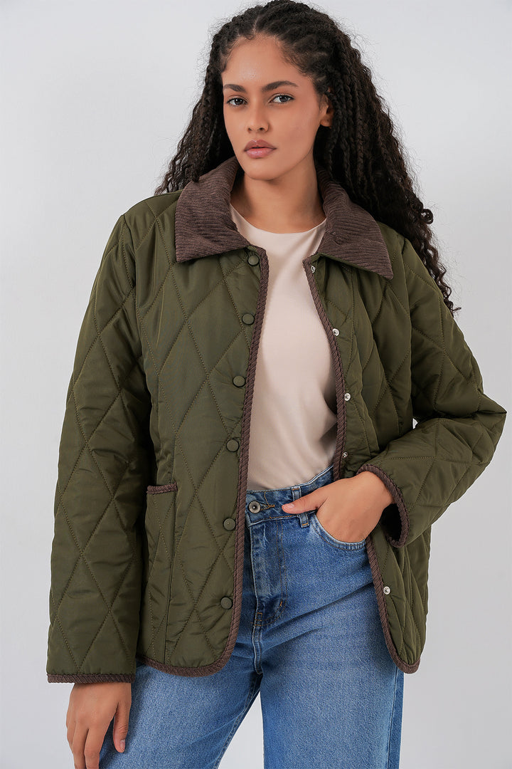 BGD Women Kadın Kapitone Oversize Mont 5226 - Haki Kahve - Tamazunchale