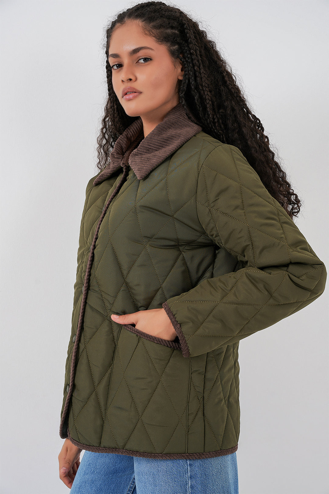 BGD Women Kadın Kapitone Oversize Mont 5226 - Haki Kahve - Tamazunchale