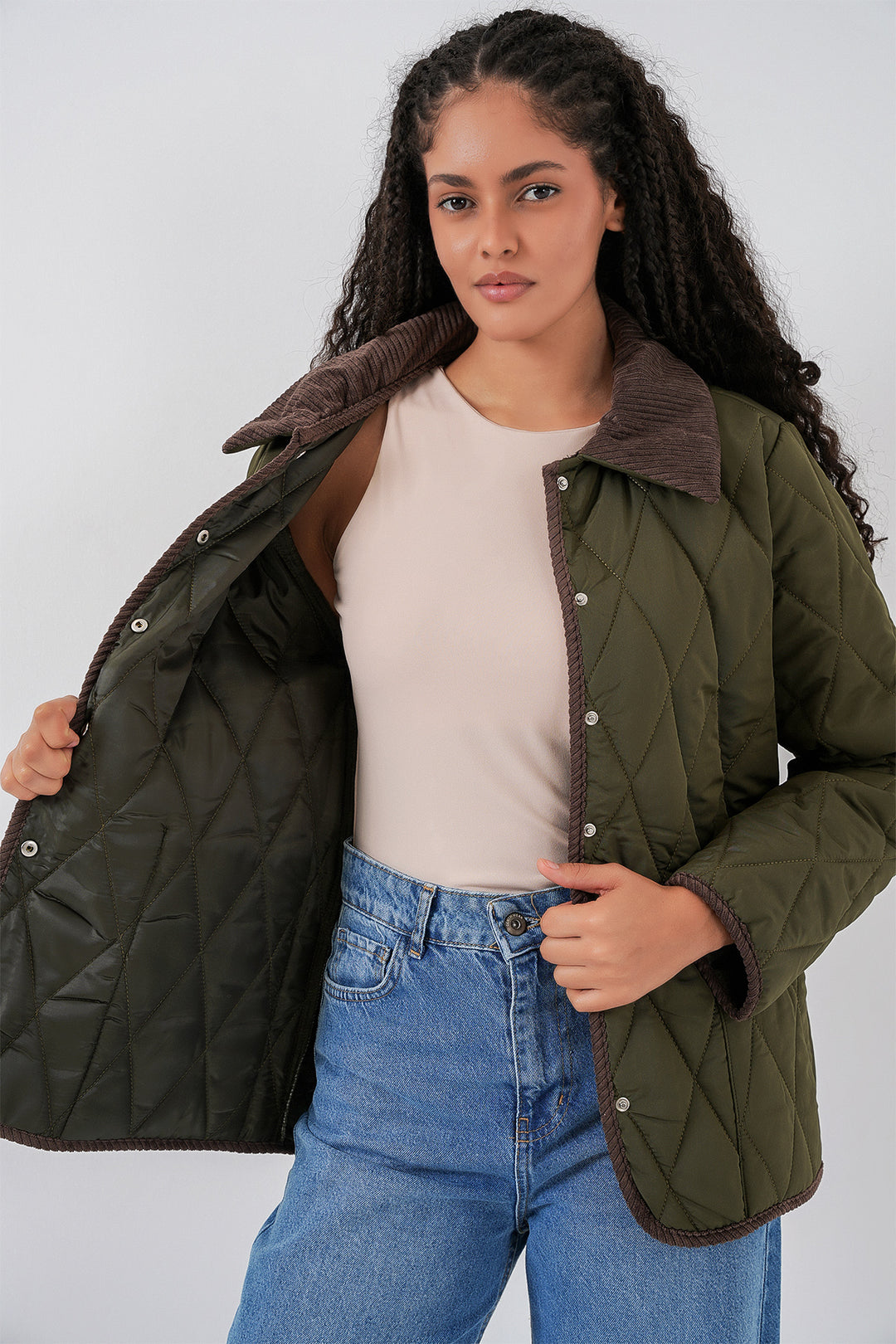 BGD Women Kadın Kapitone Oversize Mont 5226 - Haki Kahve - Tamazunchale