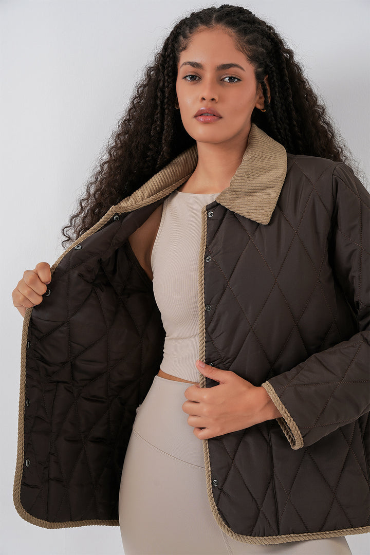 BGD Women Kadın Kapitone Oversize Mont 5226 - Kahve Bej - Claremont